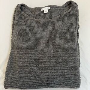 J.Jill Sweater Pullover Tunic Knit Round Neck Long Sleeves Gray Size LARGE